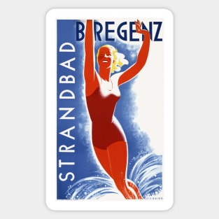 Strandbad Bregenz Austria Vintage Poster 1935 Sticker